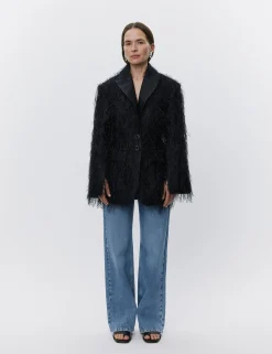 Alba - Frayed jacquard RD - BLACK