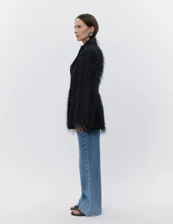 Alba - Frayed jacquard RD - BLACK