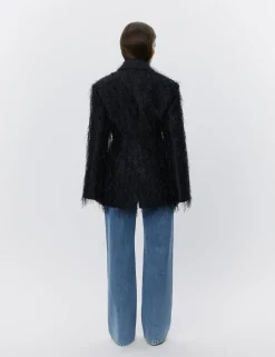 Alba - Frayed jacquard RD - BLACK