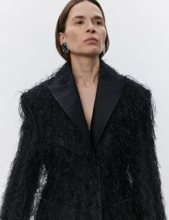 Alba - Frayed jacquard RD - BLACK