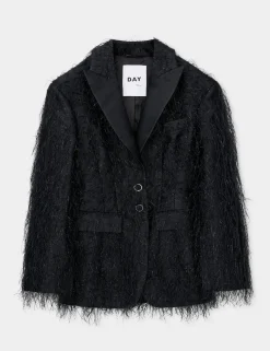 Alba - Frayed jacquard RD - BLACK