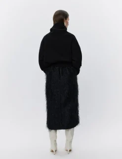 Amina - Frayed jacquard RD - BLACK
