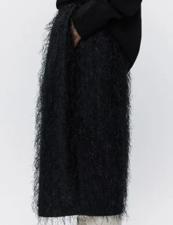 Amina - Frayed jacquard RD - BLACK