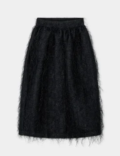 Amina - Frayed jacquard RD - BLACK
